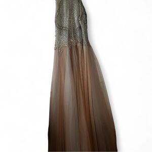 Elegant Beaded Gown in pink and silver